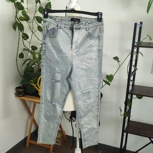 Elegant Silver Women's Skinny Jeans